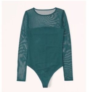 Abercrombie Long Sleeve Mesh Crew Neck Bodysuit - Teal L